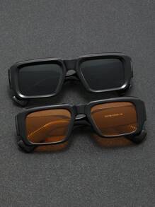 1/2/2/4 Pairs Men Square Rivet Minimalist Fashion Fashion Glasses, Suitable For Daily Driving, Stage Performance, Party, Travel