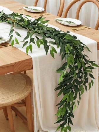 1 pieza Enredadera colgante de hojas verdes falsas de 79 pulgadas - Guirnalda rastrera de seda, textura realista, tallo flexible - Follaje artificial de estilo natural para decoración de paredes, dormitorio, balcón, boda, oficina - Excelente para fiestas, envoltura de regalos, graduación, porche, fondo fotográfico, decoración de temporada y festivales