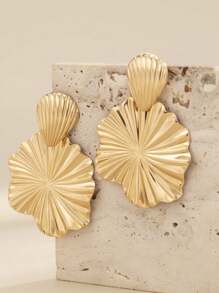 1 Pair Geometric Design Chic & Minimalist Exaggerated European And American Popular Shell Dangle Earrings For Women