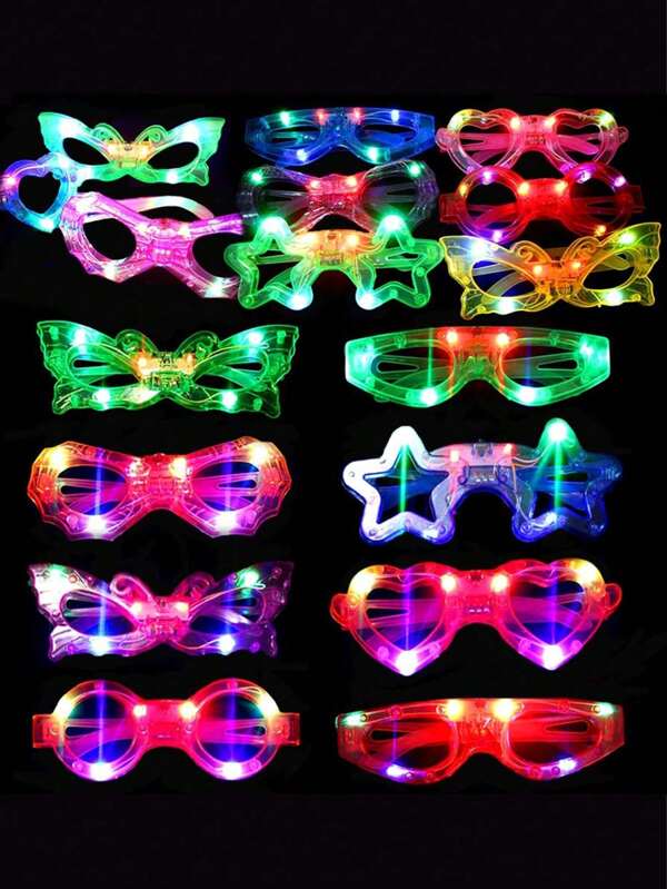 12-24 Pairs Of LED Integrated Glasses (Six-Color Emitting Glasses, Length 12.95 Cm/5.7 Inches, Width 5.59 Cm/2.2 Inches) 3 Lighting Modes Emitting Glasses Celebration Items Adult Emitting Glasses Most Suitable For Holiday Birthdays, Easter Parties Emitting Glasses Lighting Stick Style Glasses Nightclub Sun Glasses Wedding Role-Playing Glasses Christmas Christmas Party Glasses,