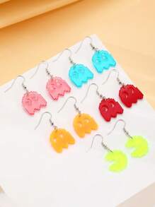Conjunto de 10 brincos pendurados de acrílico com fantasmas coloridos fofos de Halloween, acessórios de joias da moda para mulheres, adequados para uso diário e festivo, brincos criativos de desenho animado
