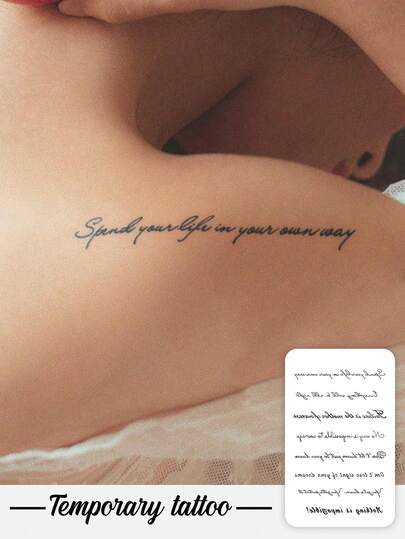 1 件艺术英文名言和欧式风格图案临时纹身贴纸，7-14 天不褪色，不反光，适用于手臂、手腕、胸部、腹部、背部