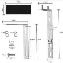 Ganchos de montaje para módulos solares (2 unidades), de acero inoxidable, para balcón, soporte fotovoltaico, kit de instalación de barandilla, soportes solares, ganchos para balcón. - Plateado - Ver 2