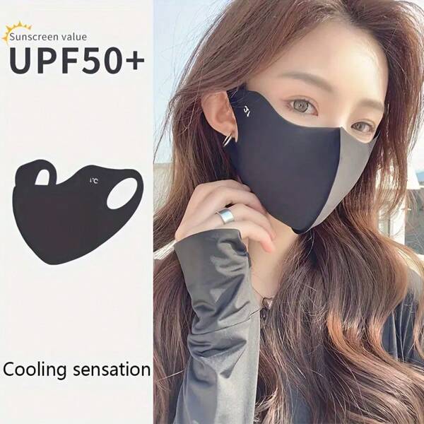Ice Silk Fiber Sunscreen Mask - Full Face And Neck Protection, UV Protection, Lightweight And Breathable Design, Elastic Fit For Cycling Outdoor Sports, Casual Style, Simple Neck Coverage, Lightweight Seamless Material, Stretchable Material, Special For Sports Enthusiasts