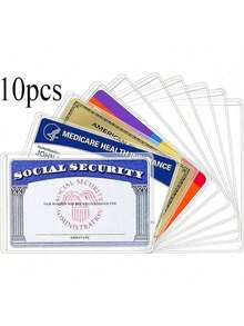 10/20 件防水新型医保卡保护套，透明 PVC 塑料卡夹，适用于新型医疗/社保/商务/身份证/信用卡/地铁卡，易插入设计 - 保持您的卡片清洁 - 彩色 - 查看 12