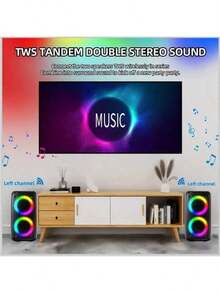 2 个低音炮无线扬声器、大型 Boombox 扬声器、立体声扬声器、户外无线扬声器、派对迪斯科灯户外扬声器，带彩色 LED 灯、圣诞礼物、支持 TF、AUX、MIC 和 2 个有线麦克风 - 2個麥克風+揚聲器 - 查看 7