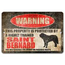 Saint Bernard Sign Funny Dog Sign No Trespassing Sign Dog Warning Sign Caution Tin Signs, 1 PC Warning Dog Owner Aluminum Sign With 4 Pre-Drilled Holes, 8x12 Inch / 20x30cm, Kid's Room Wall Hanging Art, Waterproof, Chic Pet Lovers Gifts For Children, Parents, Boyfriend, Mother, Kid Girls Boys, Custom House Numbers Plaque Decor For Decor For Home Gate Garden Bars Cafes Office Pubs Club, Retro Kitchen Bar Pub Coffee Shop Decor, Home Store Man Cave Decor Gift Ideas, For Garage Man Cave Shop Bar Pub Decor, Housewarming Gifts - 黑色 - 查看 6