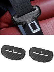 2pcs PU Leather Car Seat Belt Clip - Red Scratch-Proof Cover, Edged Stitching, Comfortable Vehicle Interior Accessories, Ensure And Durability, Car Seat Protection | Elegant Car Decor | PU Leather Clips, Seat Belt Covers - Multicolor - View 11