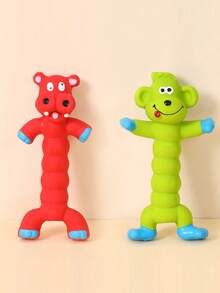 Dog Chew Toys Monkey Hippo Shaped Rubber Pet Squeaky Toys For Small Medium Large Dogs Resistant Bite Grinding Teeth Dog Sound Toys