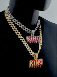 Europe And America Hip Hop Pendant Necklace Jewelry Letter KING Pendant With Cuban Chain Cool Men Gift - Pendant Necklace - View 9