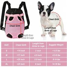宠物背包，免提可调节狗前背带，腿部伸出且易于安装的狗背包背带，适用于徒步旅行、露营旅行、骑自行车，适用于小型犬和兔子，免提宠物背包，适用于狗和猫 - 舒适可调节
