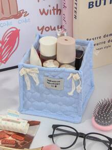 1 Cute And Practical Three-Dimensional Bow Lace Storage Basket, Desktop Sundries Storage Basket, Lipstick Makeup Brush Skin Care Storage Basket, Desktop Ornaments, Cosmetics Storage Box, Portable Picnic Basket, Valentine's Day Gift, Bathroom Storage