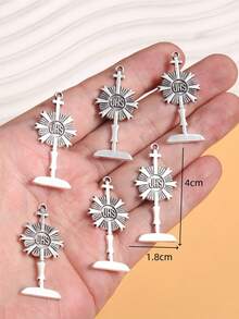 6pcs Silver-Tone 17 Styles Christian Chalice & Sacred Heart Alloy Pendants DIY Jewelry Making M990 - Silver - View 17