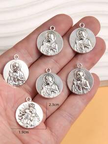 6pcs Silver-Tone 17 Styles Christian Chalice & Sacred Heart Alloy Pendants DIY Jewelry Making M990 - Silver - View 14