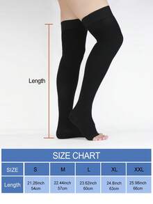 Unisex Compression Socks, Knee-High Toeless, Graduated Support, Silicone Non-Slip, Suitable For Running, Sports, Yoga, Travel, Comfortable & Warm - Black - View 5