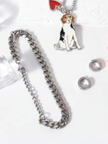 6 件/4 件创意锌合金项链首饰，宠物爱好者的心形礼物，可爱狗狗时尚动物配饰