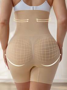 Plus Size Shaping Shorts Seamless Tummy Control Pants - Apricot - View 3