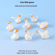 Mini Cute White Goose Figurine, Miniature Realistic Small Goose Cartoon Animal Decor, Healing Creative Desktop Ornament, Car Decor - Free Small Gift - Holiday Gift - Birthday Gift - Exquisite Gift