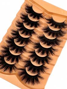 7 对经典俄罗斯卷猫眼貂皮假睫毛，自然 DD 卷曲蓬松仿貂皮睫毛，十字形戏剧卷曲貂皮效果睫毛延长条睫毛，睫毛，睫毛，假睫毛