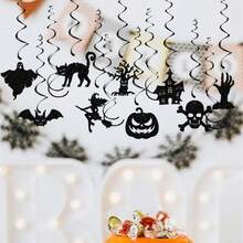 13 Pcs Halloween Bat Pumpkin Witch Cat Skull Hands House Ceiling Hanging Decoration Black Cat Ghost Pumpkin Gothic Ceiling Decor For Home, Party