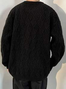 加大码男士复古圆领毛衣，秋冬针织套头衫，时尚百搭，朋克风，长袖上衣