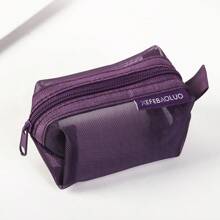 1 portofel pentru monede din plasă pătrată 3D în stil retro, portofel mini pentru chei, husă pentru căști, geantă din nailon pentru monede, geantă transparentă de depozitare, geantă de mână, geantă cosmetică, geantă pentru gadgeturi, strat exterior din plasă, poate conține diverse obiecte personale