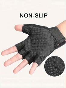 1 Par de Guantes de Medio Dedo para Niños de Verano - Resistentes al desgaste, Antideslizantes, Guantes para Deportes al Aire Libre, Apropiados para Patinaje, Correr, Senderismo - Negro, con Diseño Verde y de Camuflaje, Tejido de Punto, Cremallera, Equipo para Exteriores | Guantes de Camuflaje | Textura de Punto, Guantes para Niños