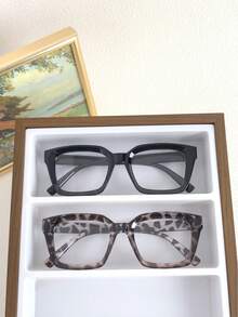 2 件装方形框架女士无度数眼镜，时尚百搭的日常配饰 - 彩色 - 查看 10