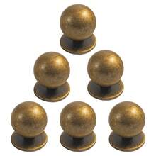 2/6件青铜单孔旋钮橱柜把手、门把手、橱柜把手 | 实心锌合金材质，适用于橱柜、衣柜、梳妆台和抽屉