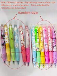 Sanrio 6Pcs My Melody Hello Kitty Kuromi Cinnamoroll Pochacco Gel Blue Pen Cute Cinnamon Dog And Friends Themed Erasable Pens Erasable Ink Stationery(Some Parts May Be Random), School Supplies,Back To School