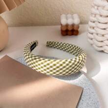 The Gentle Checkered Design Height-Increasing Sponge Hair Band On The Top Of The Head Has A Retro And Artistic Style. It Is A Daily Face And Face Accessory, Hairband Headband For Women, Hair Accessories, Hair Hoop