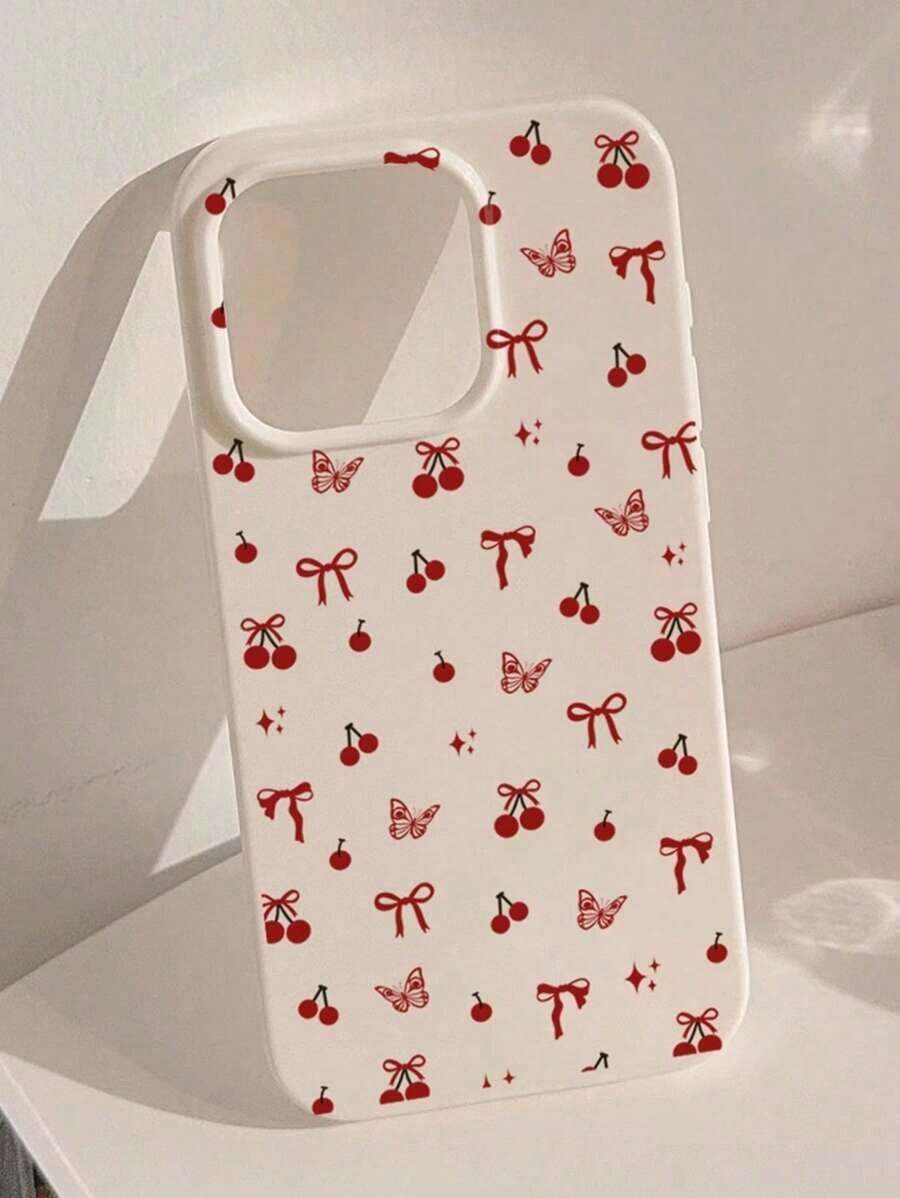 Funda para teléfono 1 Uds. GUCADI carcasa blanca con cereza roja Compatible con funda para teléfono Apple - Blanco - Ver 1