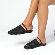 优雅镂空性感沙滩派对连衣裙，镂空面料设计 - 黑色 - 查看 1