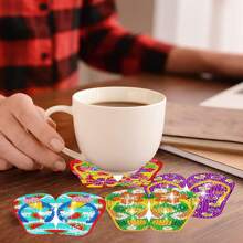 8pcs Diamond Painting Kits With Holders, Hawaiian Beach Slippers Pattern Series, DIY Diamond Art Coasters Set For Adult Beginner, Ideal Craft Gift