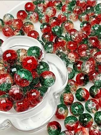 100 pièces Perles en verre à glaçure craquelée de 8 mm, matériaux DIY faits main pour bracelets, colliers, boucles d'oreilles