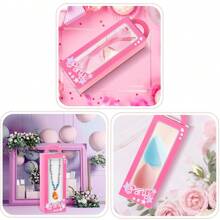 12pcs-Pink Princess Gift Boxes Set Pink Party Favor Boxes Pink Doll Gift Boxes Goodie Bag Heart Shaped Glasses For Birthday Bachelorette Supplies Decoration(12pcs=6 Boxes +6 Glasses)