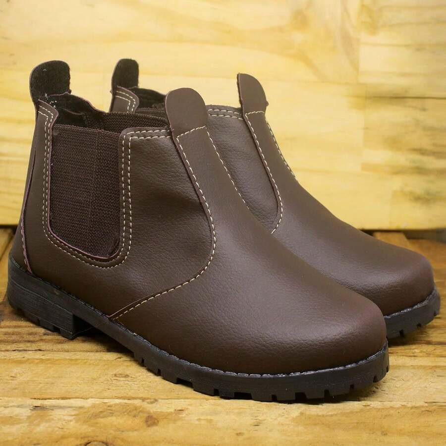 Jequinha Ankle Boots Elastic Combat Boots - Coffee Brown - View 1