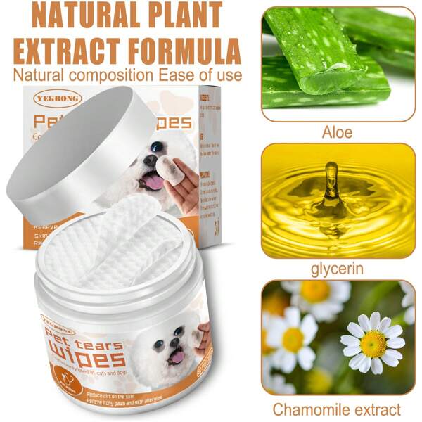 Toallitas húmedas para mascotas, toallitas limpiadoras de manchas de lágrimas para perros y gatos, almohadillas de limpieza para eliminar legañas
