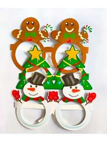 9pcs,Holiday Christmas Glasses - Santa Claus, Reindeer, Snowmen And Tree Designs - Suitable For Holiday Parties, Birthdays And Weddings - High-Quality Paper Photo Props, Christmas Decorations