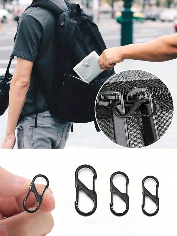 1/5pcs Backpack Zipper Lock Set For Men And Women Easy-Pull Buckle Anti-Theft Zipper Clip - Keep The Zipper Closed - Backpack Buckle With Two Spring Buckles For Luggage Suitcase Handbags Keys Purse DIY Accessories Travel Essentials Multi-Functional S Buckle Hook For Travel Camping Outdoor Beach Summer Vacation Back To School Travel Accessories Holiday