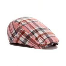 1pc Classic Plaid Beret Cap For Men, Casual Newsboy Hat Vintage British Style, Spring/Summer