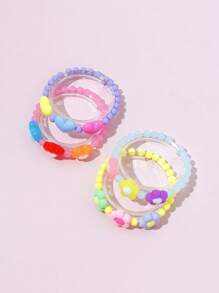 4pcs/Set Cute Heart & Flower Pearl Beaded Bracelet Sets, Suitable For Daily, Holiday, Festival Wear, Random Colors