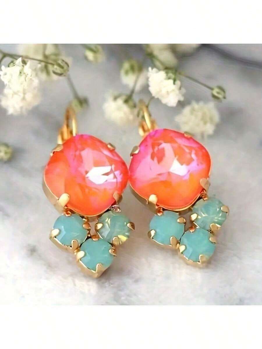 1 par de pendientes únicos y brillantes con estilo bohemio, adecuados para uso diario de mujeres