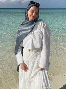 1pc Women Long Printed Headscarf/Scarf, Breathable Fashion Printed Head Wrap/Shawl, Daily Accessory, Spring/Summer