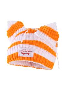 Chapéu de Malha Estilo Orelha de Porco, Gorro Macio de Camada Dupla e Quente, Unissex, 180g