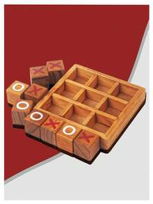 Juego de mesa de tres en raya de madera - Juego OXO - Juego de noche familiar - Regalo único - Adecuado para todas las ocasiones - Marrón - Ver 3