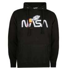 NASA Mens Vintage Rocket Pullover Hoodie (Black/White) - 咖啡棕 - 查看 1