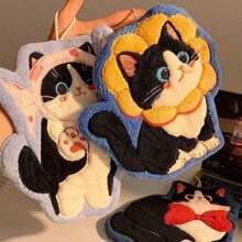 [Free Shipping] 1 Cat Hand Towel, Wall Hangable, Thick, Cat Shaped, Super Absorbent, Cute, Coral Fleece, For Kitchen And Bathroom, Pet Hand Towel, Highly Absorbent, Quick-Drying Cat Towel, Suitable For Kitchen And Bathroom