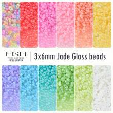 100 piezas de cuentas de vidrio en forma de cacahuete de 3x6mm, cuentas de vidrio jade de colores surtidos, cuentas sueltas lindas, cuentas espaciadoras a granel para hacer joyas, pulseras, aretes, collares DIY