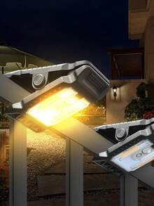1pc New Solar Wall Light, IP65 Waterproof, Solar Powered Patio Decorative Clip Lamp. Motion Sensor Small Path Light, Easy Install Without Wiring, Auto On From Dusk To Dawn. Happy Holidays, Happy Halloween - Black - View 14